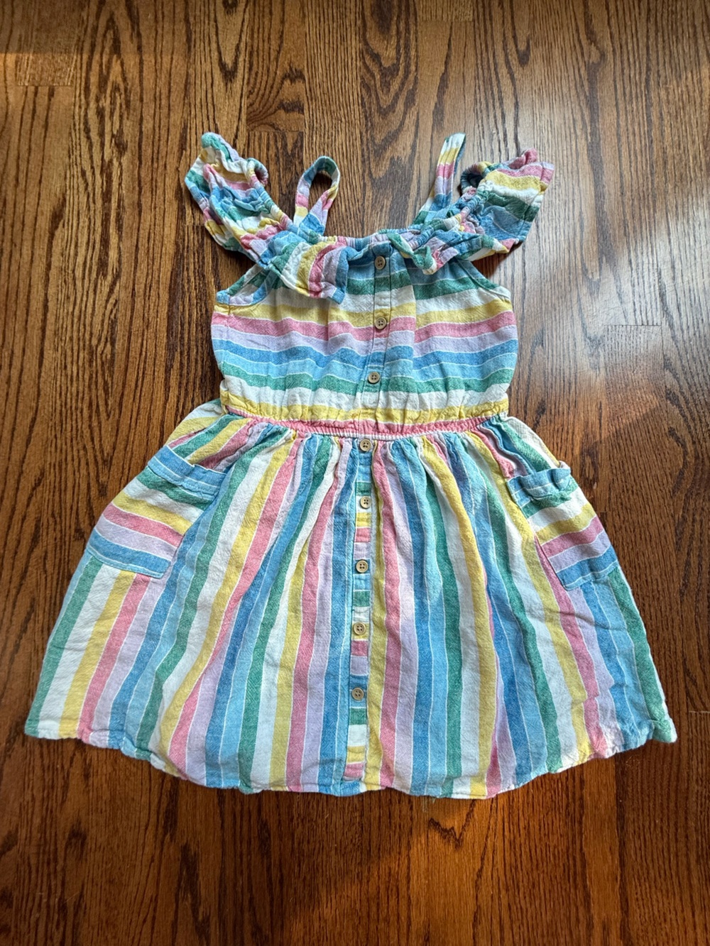 Next Rainbow Striped Cold Shoulder Dress 6 Years